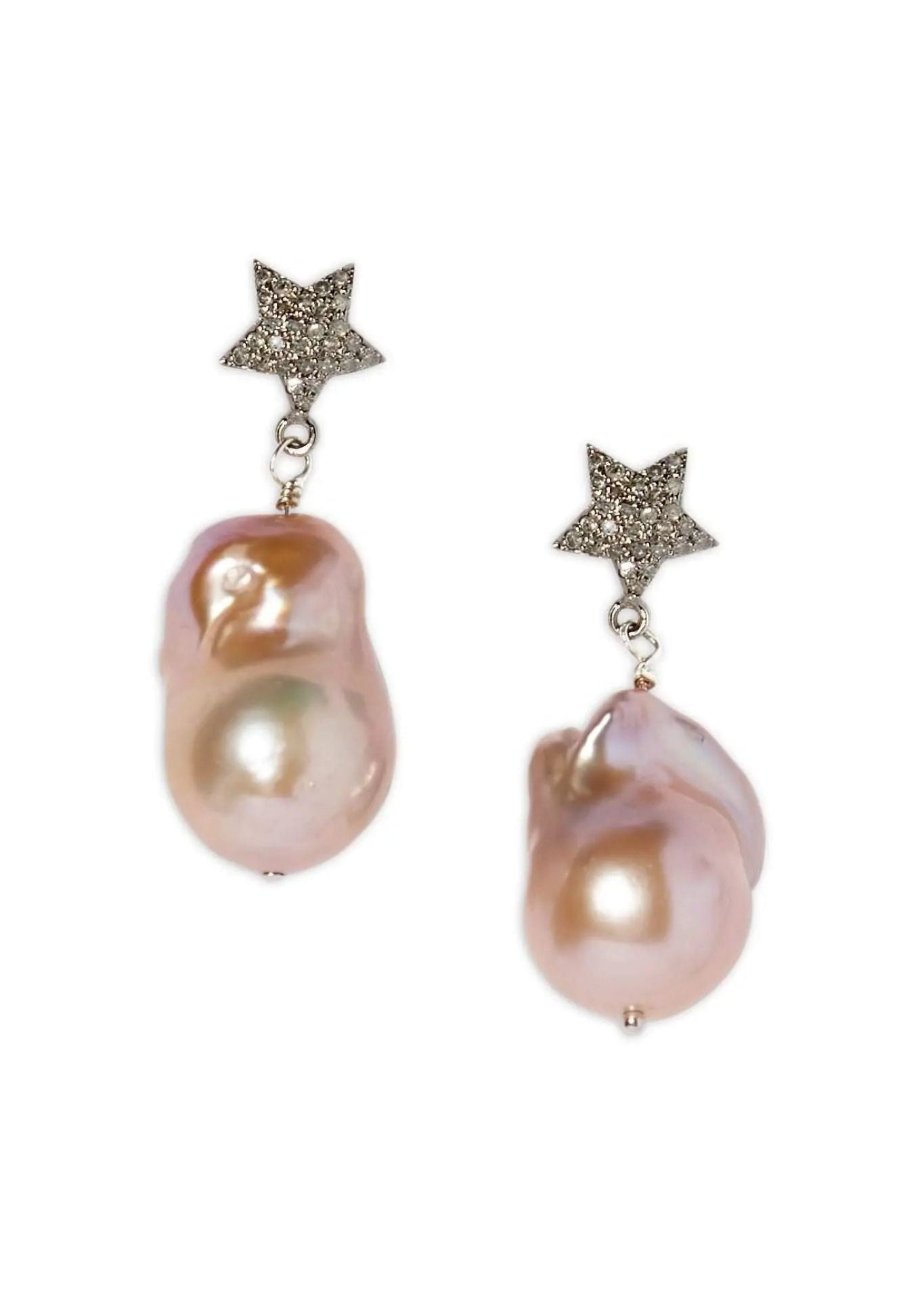 Joie DiGiovanni Diamond Star and Baroque Pearl Earrings - Vermillion