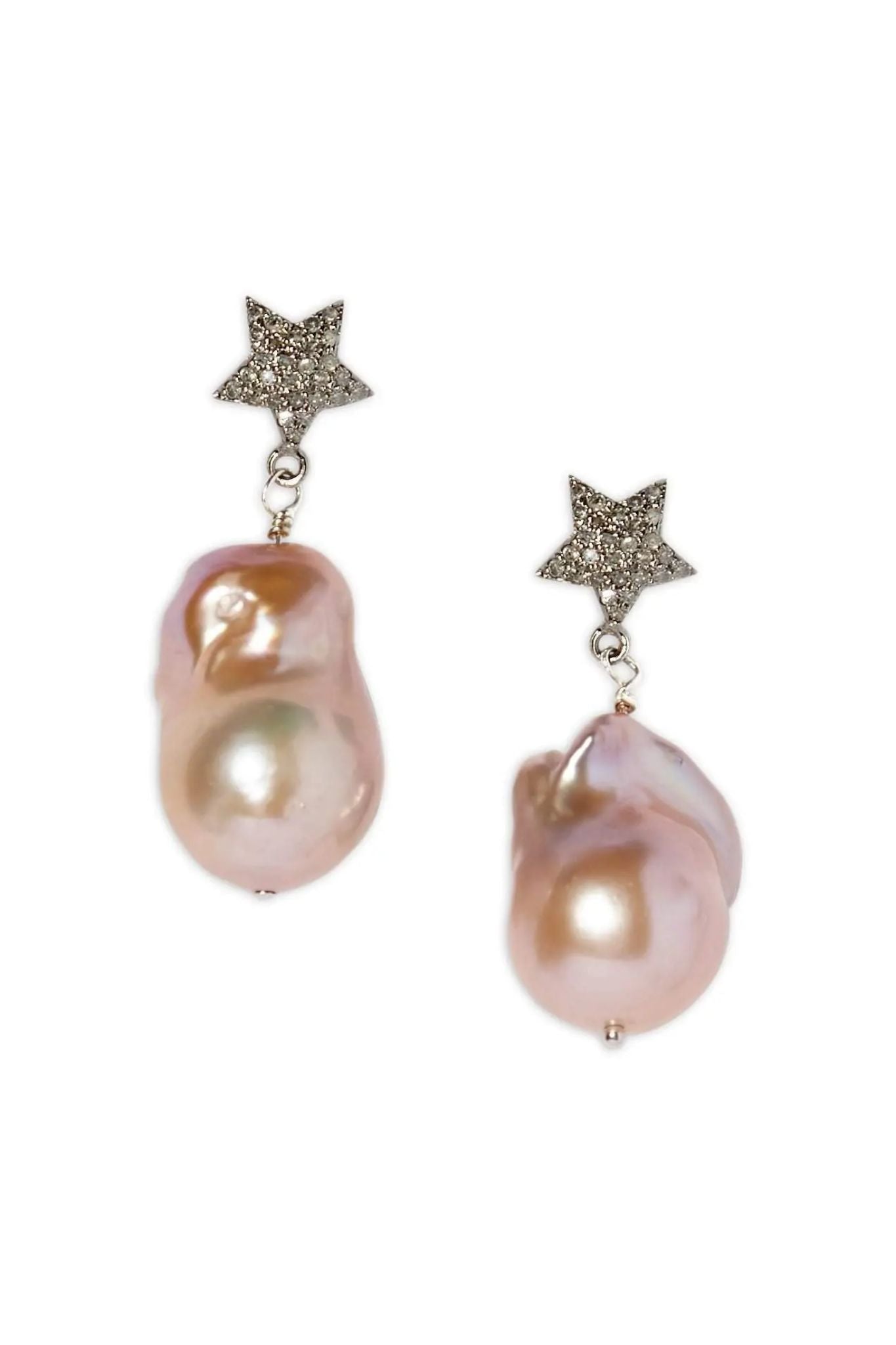 Joie DiGiovanni Diamond Star and Baroque Pearl Earrings - Vermillion