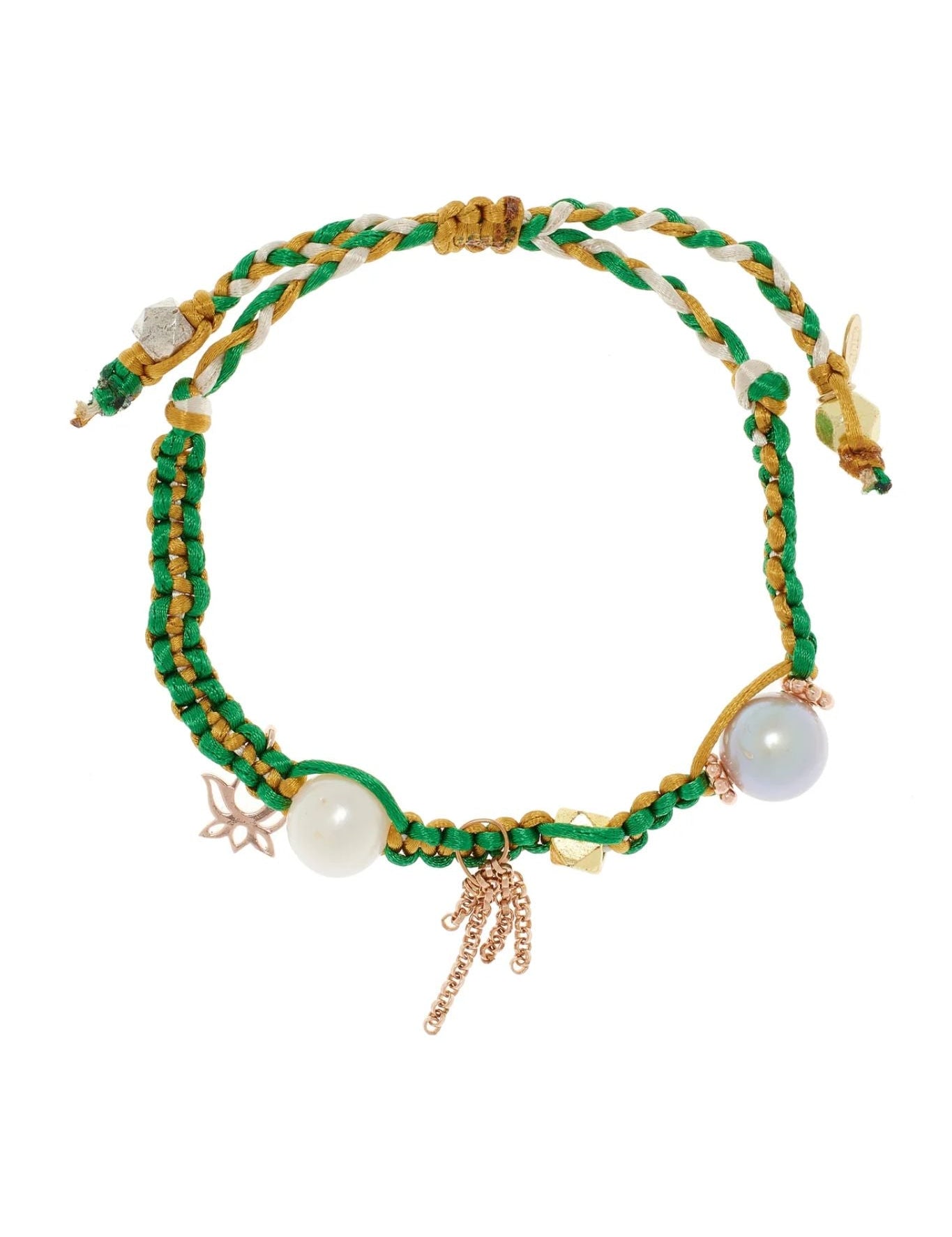 Joie DiGiovanni Golden Green Garden Pearl & Rose Gold Silk Rocker Bracelet - Vermillion