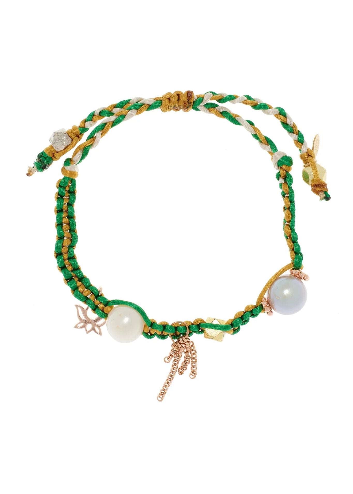 Joie DiGiovanni Golden Green Garden Pearl & Rose Gold Silk Rocker Bracelet - Vermillion