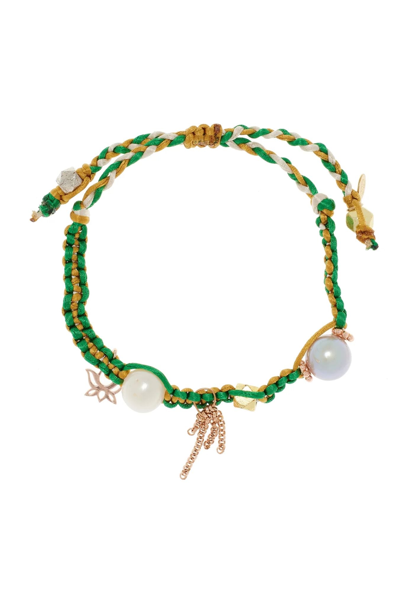 Joie DiGiovanni Golden Green Garden Pearl & Rose Gold Silk Rocker Bracelet - Vermillion