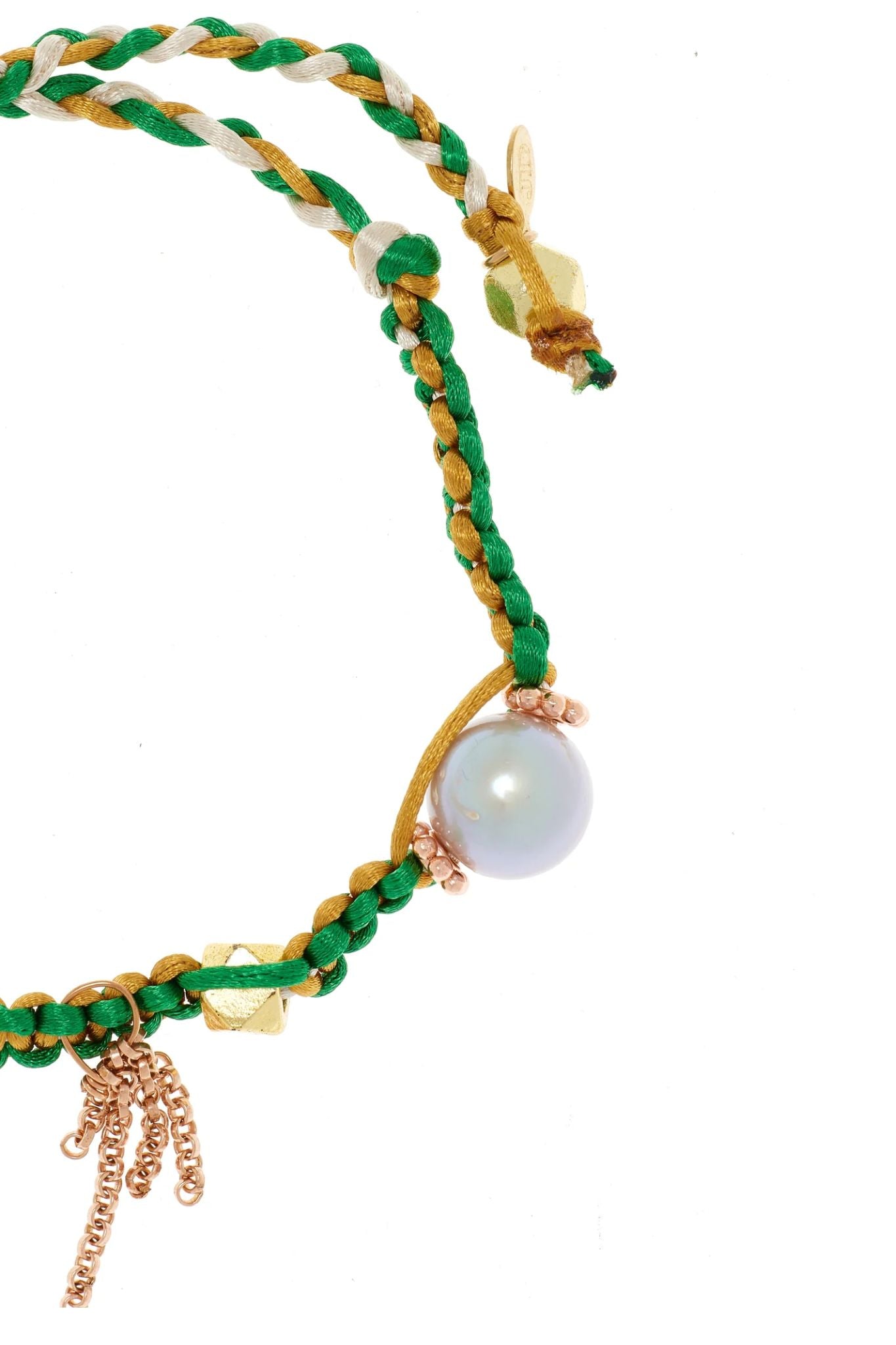 Joie DiGiovanni Golden Green Garden Pearl & Rose Gold Silk Rocker Bracelet - Vermillion