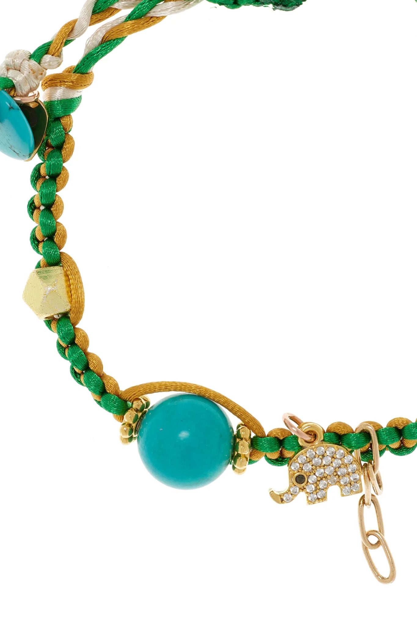 Joie DiGiovanni Green elephant turquoise silk rocker bracelet - Vermillion