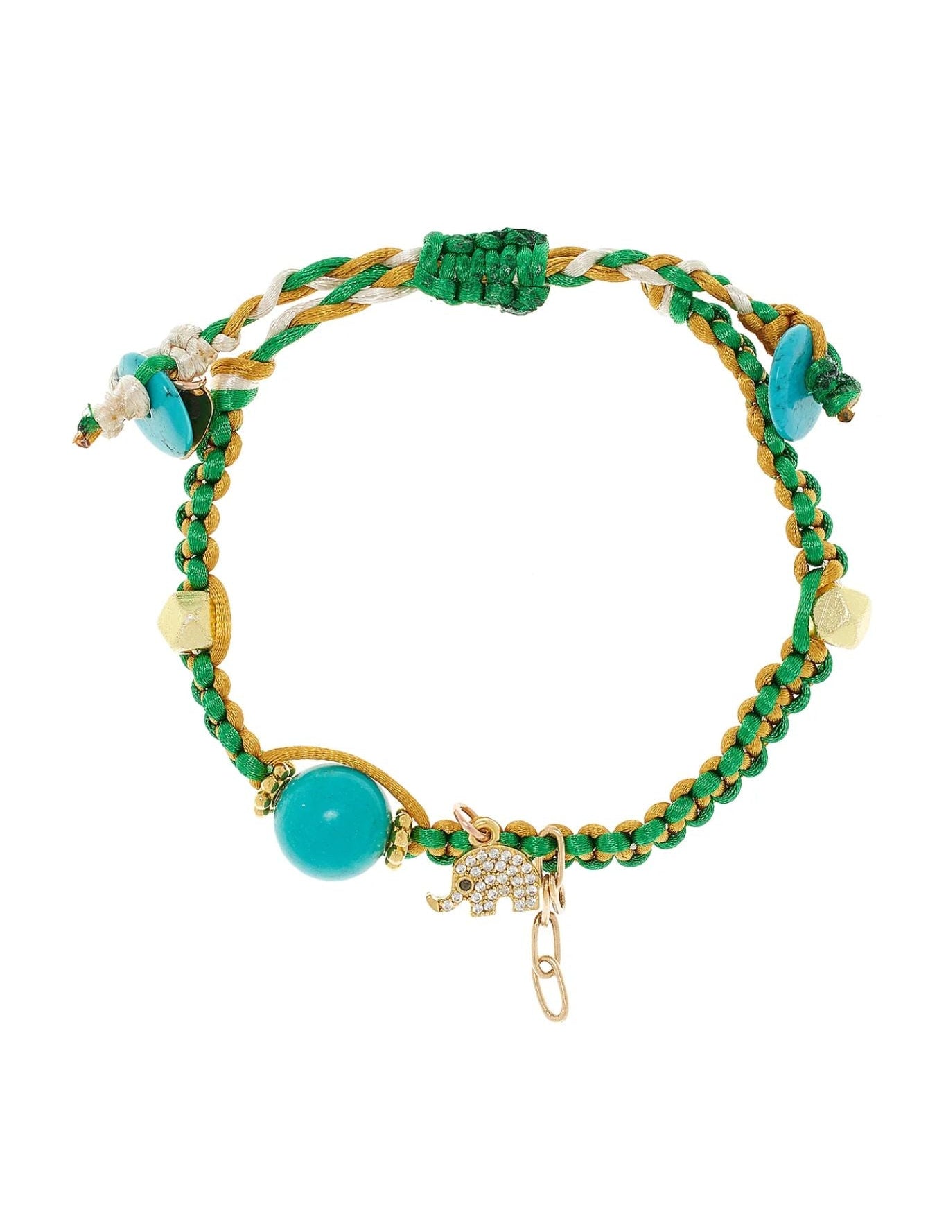 Joie DiGiovanni Green elephant turquoise silk rocker bracelet - Vermillion