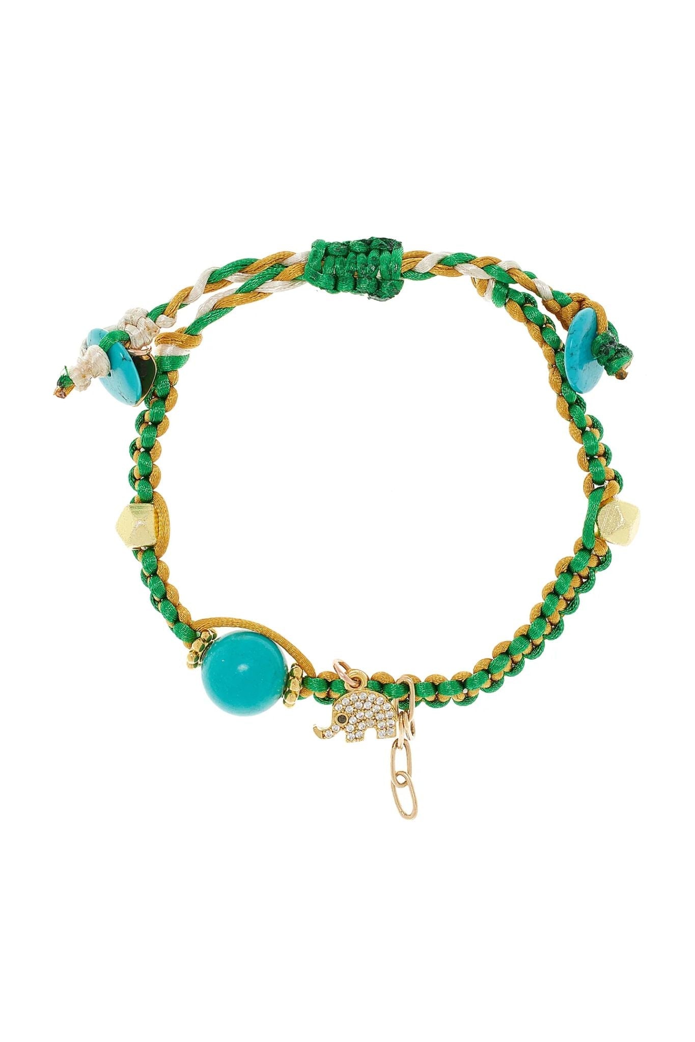 Joie DiGiovanni Green elephant turquoise silk rocker bracelet - Vermillion