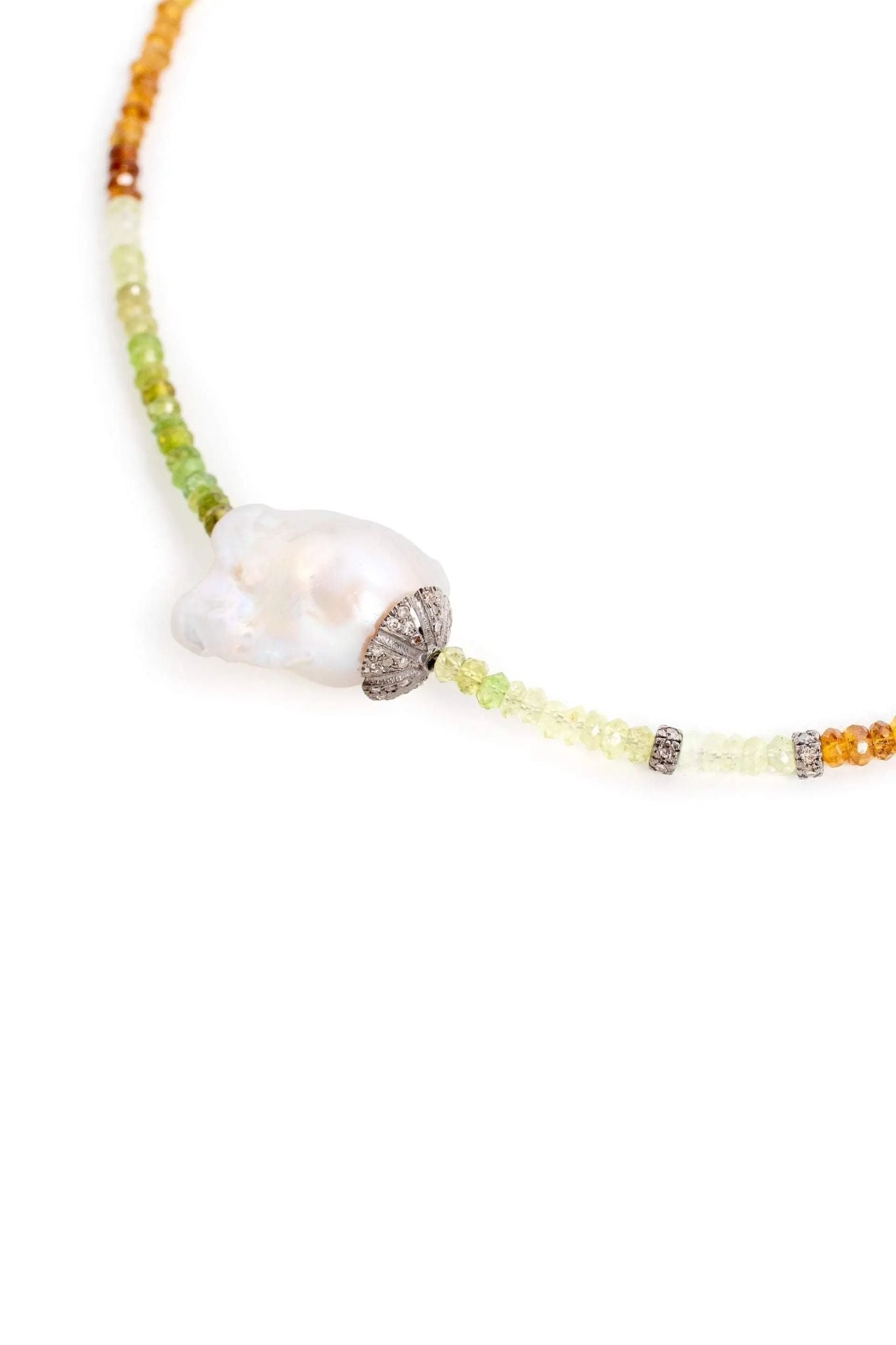 Joie DiGIovanni Green Grossolar Ombre Garnet Diamond Baroque Pearl Necklace - Vermillion