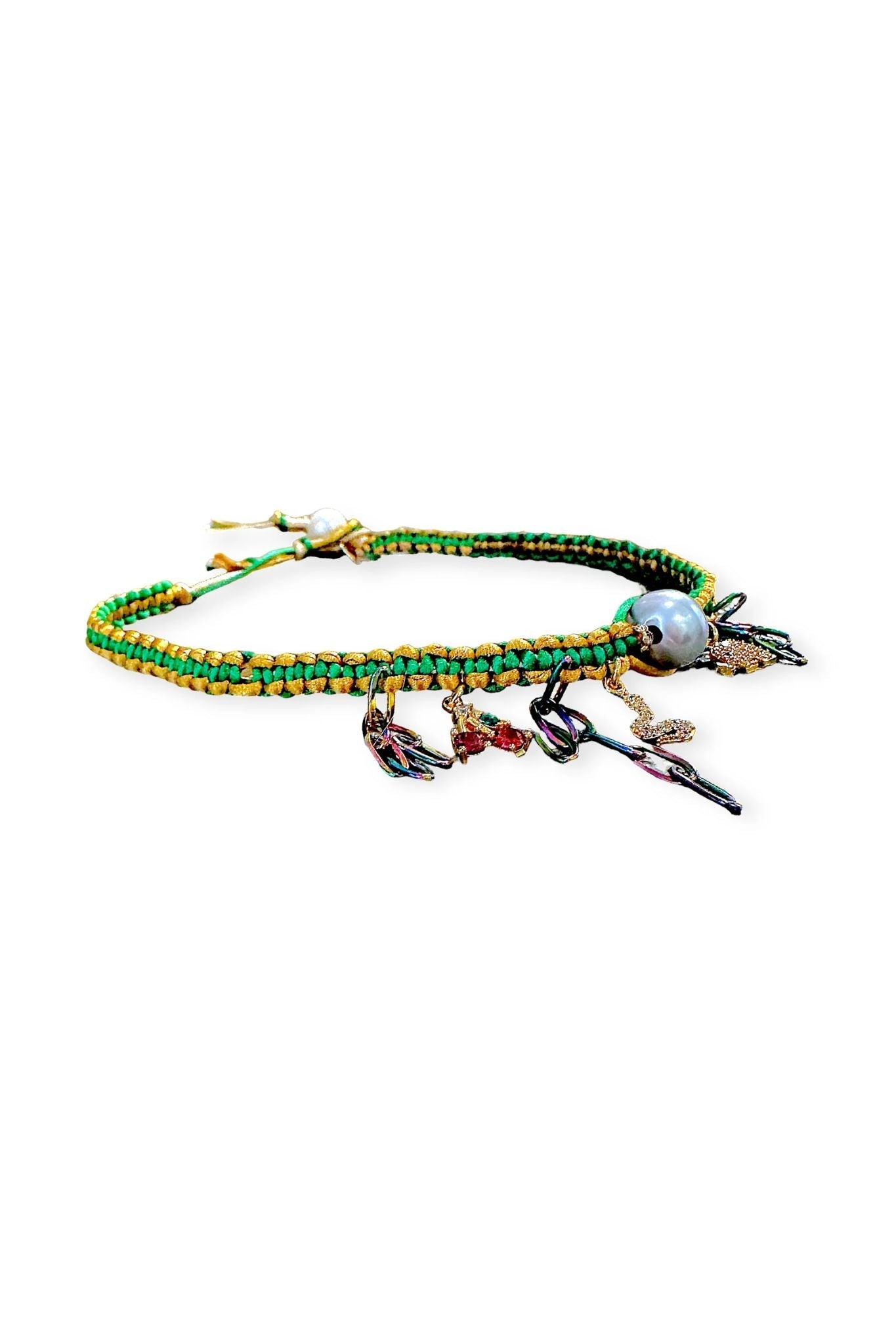 Joie DiGiovanni Green with Envy Lucky Charm Silk Rocker Choker - Vermillion