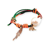 Joie DiGiovanni Lucky Elephant Baroque Pearl Chain Rocker Bracelet - Vermillion