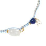 Joie DiGiovanni Summer dream sky baroque Pearl lucky charm and gold silk rocker choker - Vermillion