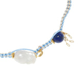 Joie DiGiovanni Summer dream sky baroque Pearl lucky charm and gold silk rocker choker - Vermillion