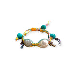 Joie DiGiovanni Trippin Turquoise Baroque Pearl Silk Bracelet - Vermillion