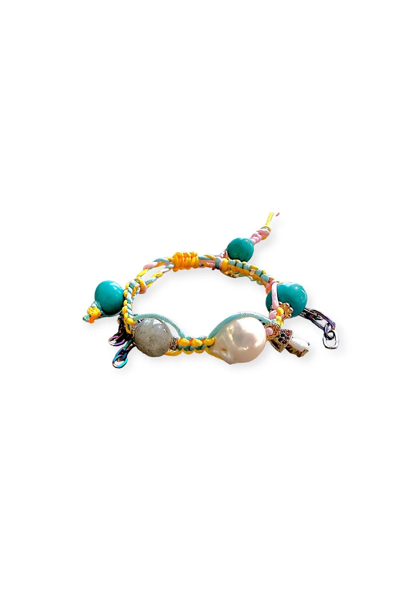 Joie DiGiovanni Trippin Turquoise Baroque Pearl Silk Bracelet - Vermillion