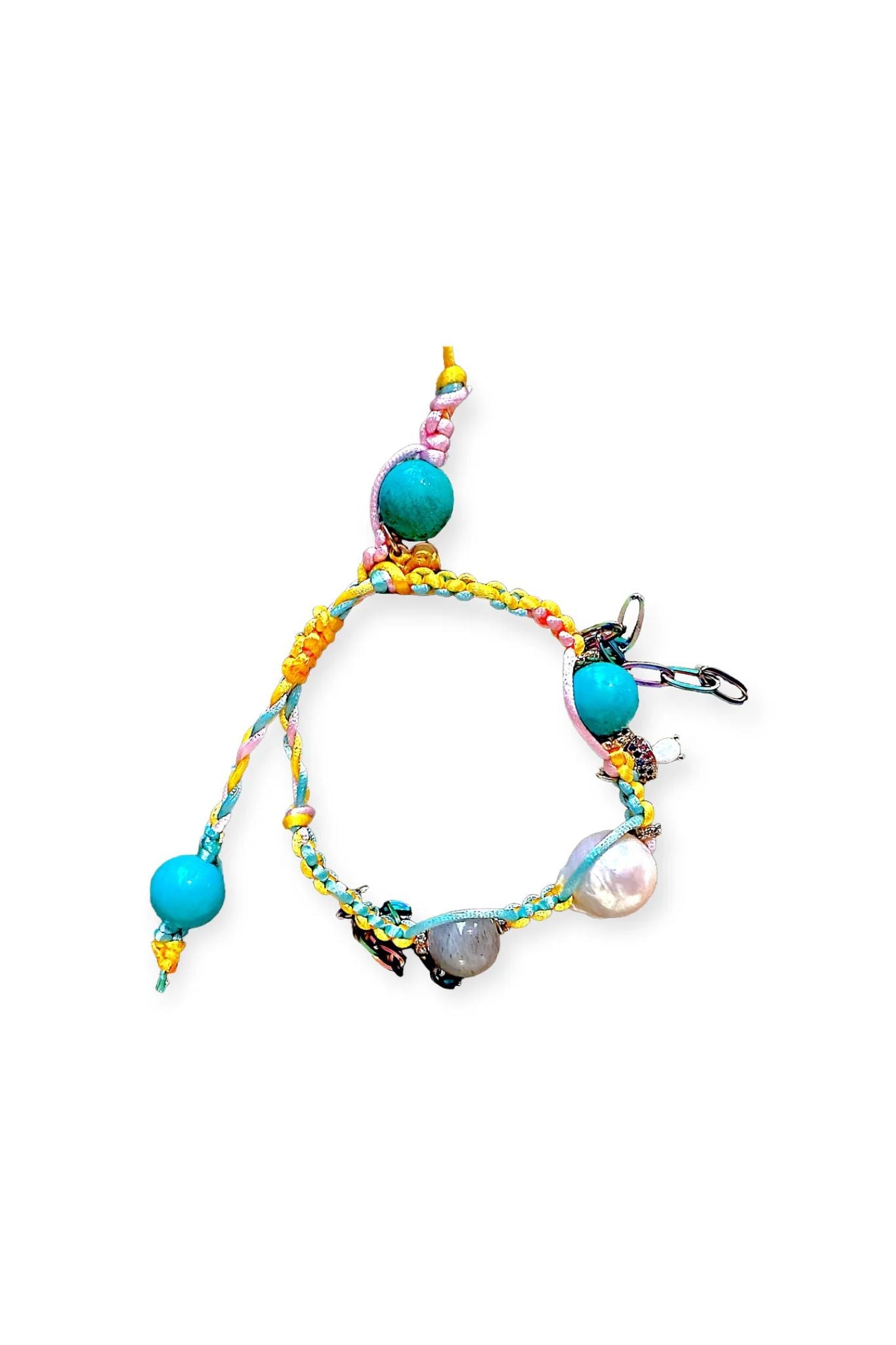 Joie DiGiovanni Trippin Turquoise Baroque Pearl Silk Bracelet - Vermillion