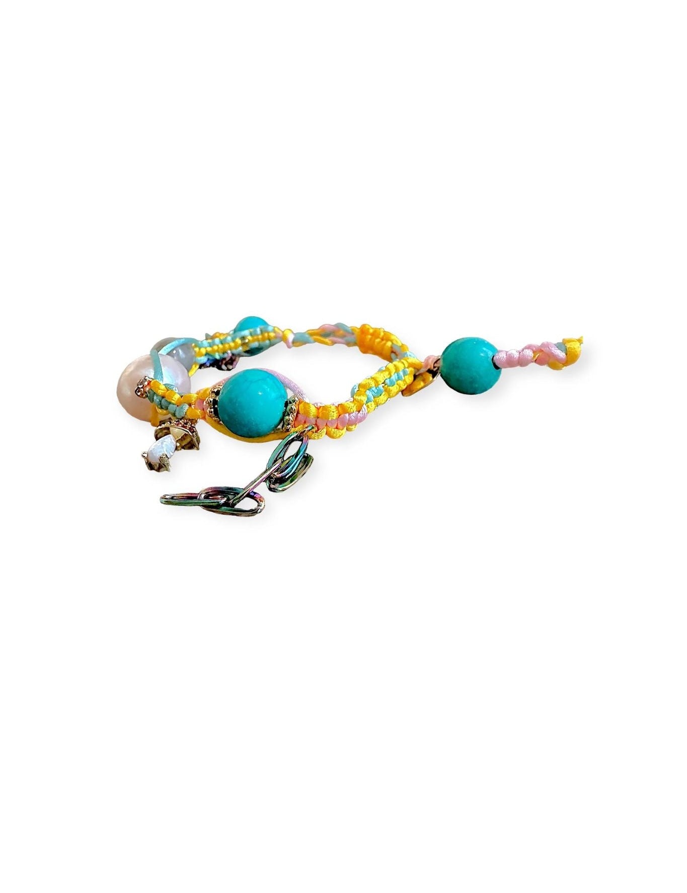 Joie DiGiovanni Trippin Turquoise Baroque Pearl Silk Bracelet - Vermillion