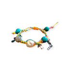 Joie DiGiovanni Trippin Turquoise Baroque Pearl Silk Bracelet - Vermillion