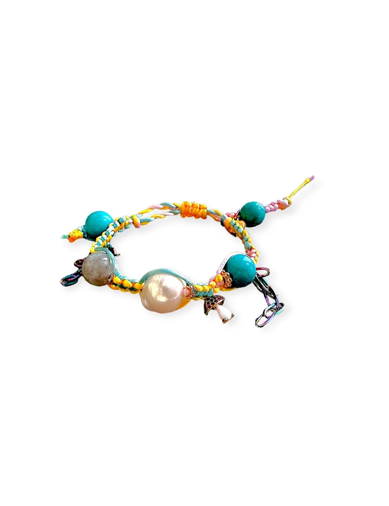 Joie DiGiovanni Trippin Turquoise Baroque Pearl Silk Bracelet - Vermillion