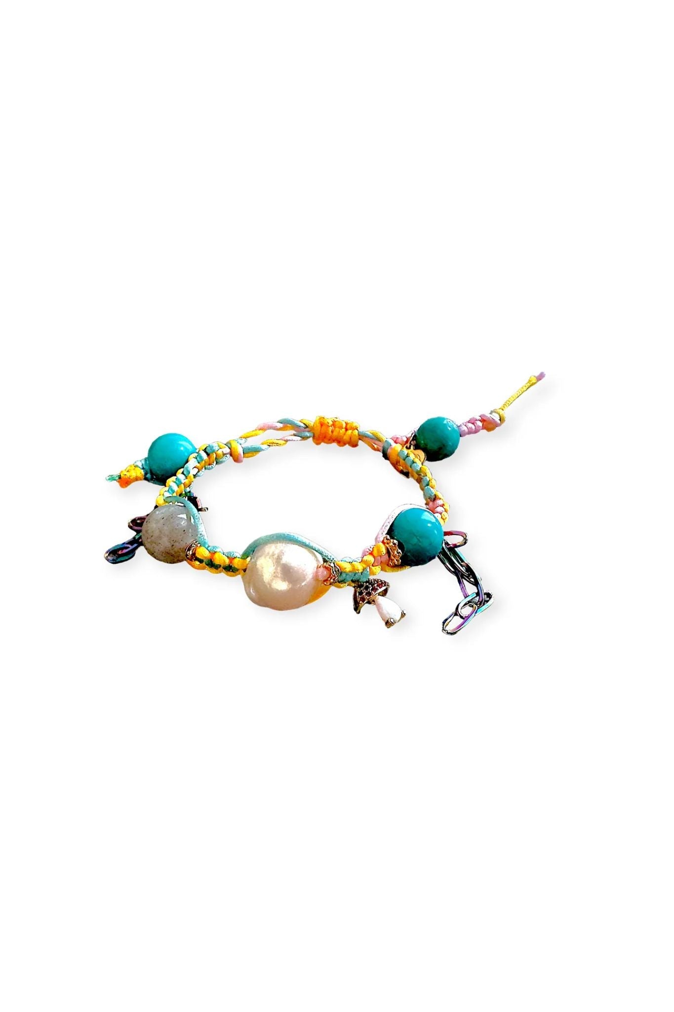 Joie DiGiovanni Trippin Turquoise Baroque Pearl Silk Bracelet - Vermillion