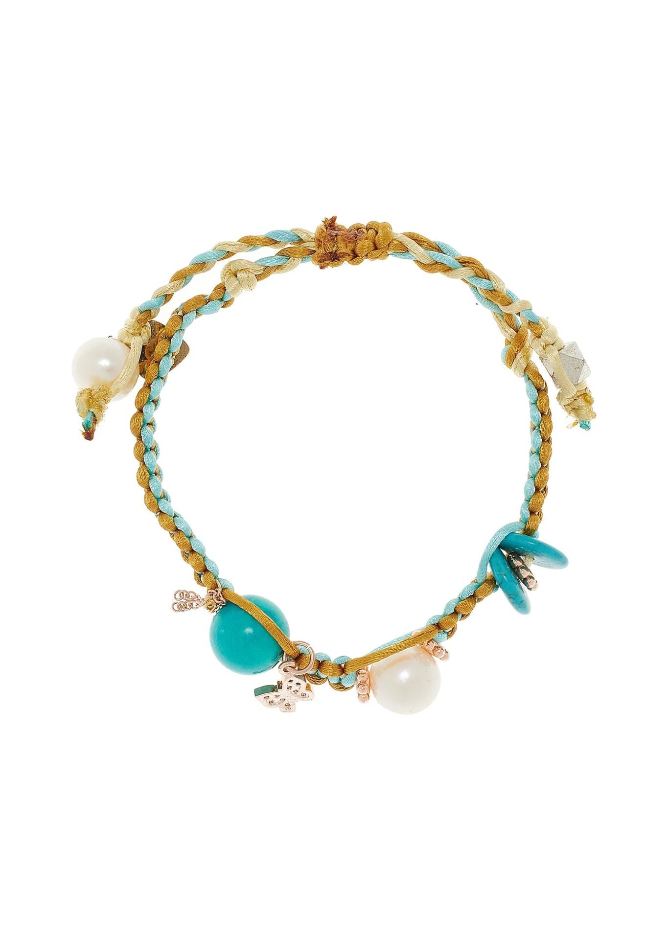 Joie DiGiovanni Turquoise Sunrise Rose Gold Butterfly Silk Rocker Bracelet - Vermillion