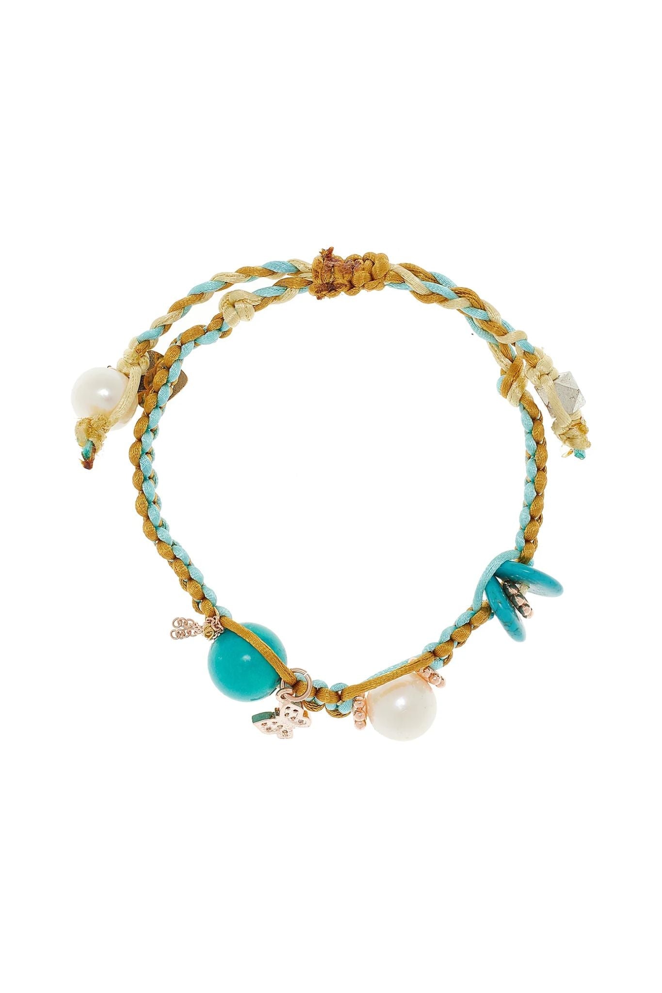 Joie DiGiovanni Turquoise Sunrise Rose Gold Butterfly Silk Rocker Bracelet - Vermillion