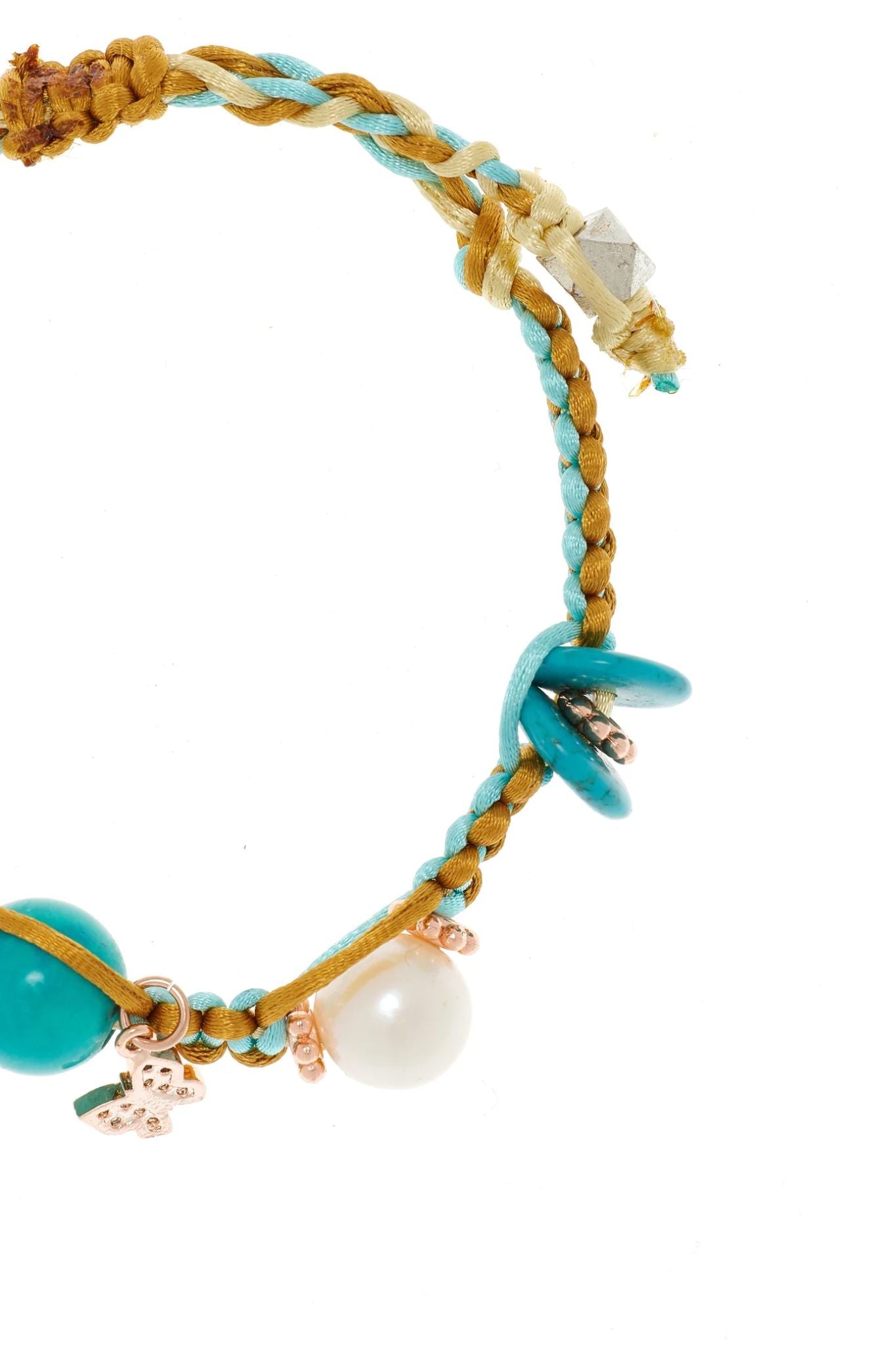 Joie DiGiovanni Turquoise Sunrise Rose Gold Butterfly Silk Rocker Bracelet - Vermillion