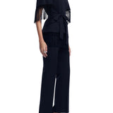 Lela Rose Stretch Cotton Fringed Cape