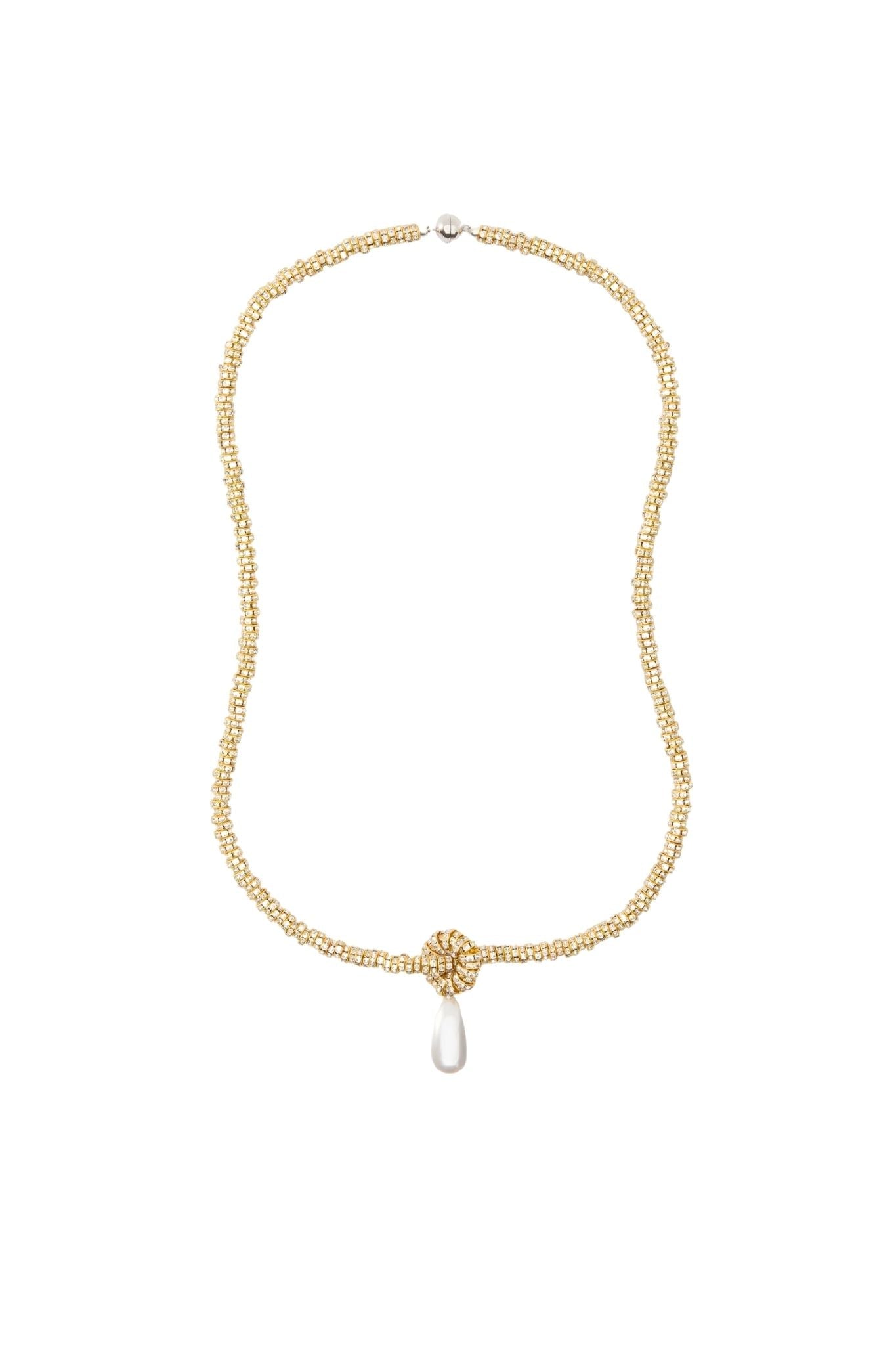 Julietta Pearl Drop Linea Necklace - Vermillion