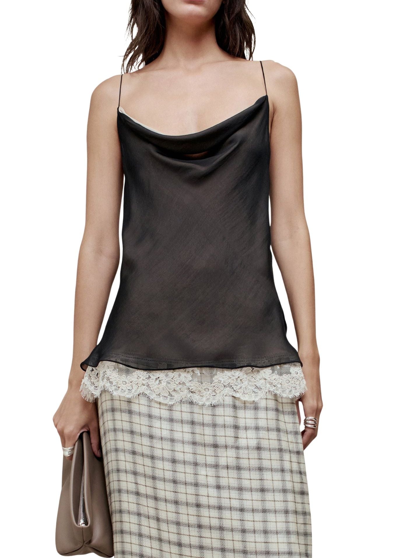 Kallmeyer Zia Cowl Spaghetti Tank - Vermillion