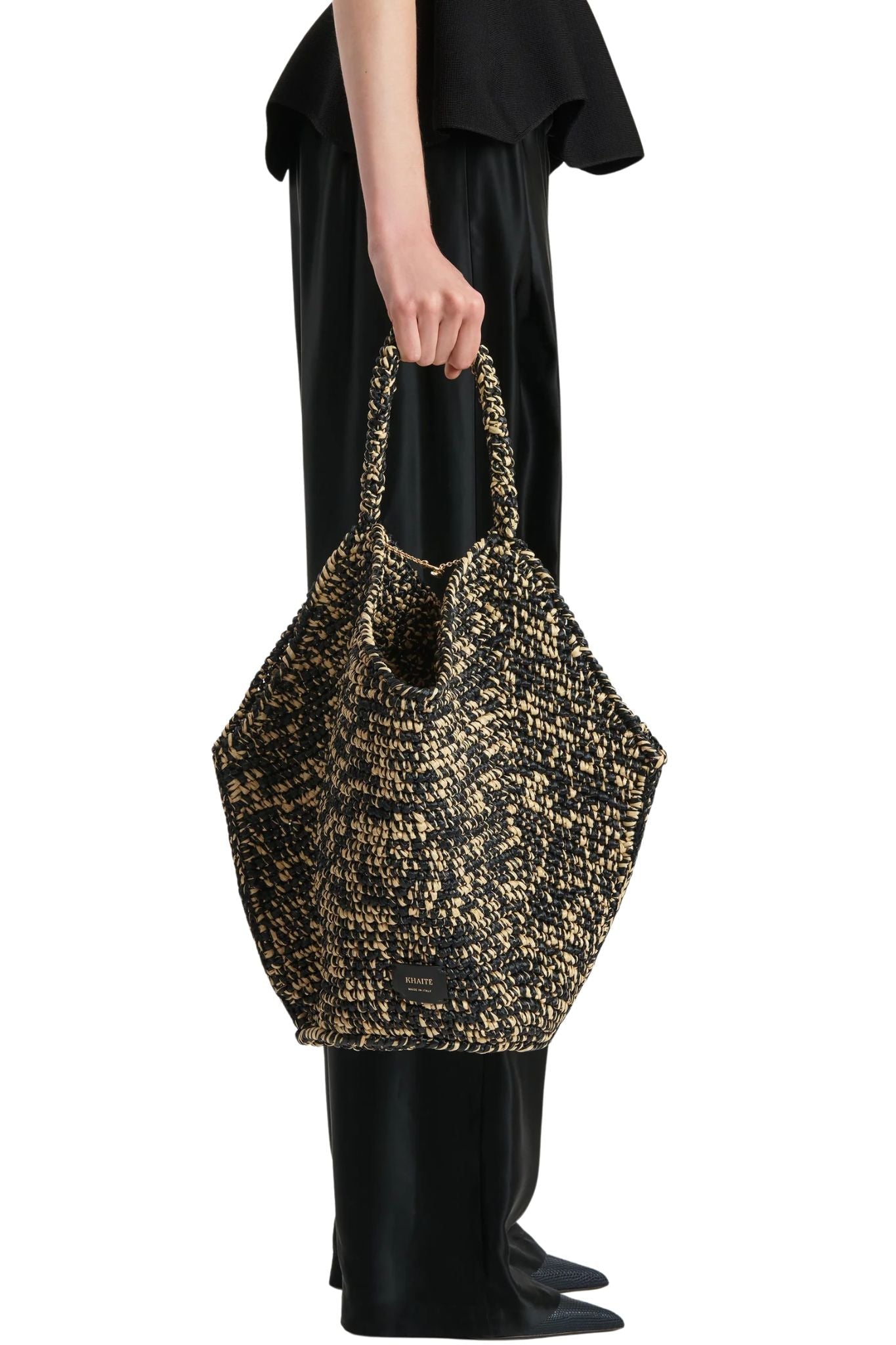 Khaite Lotus Medium Raffia Tote - Vermillion