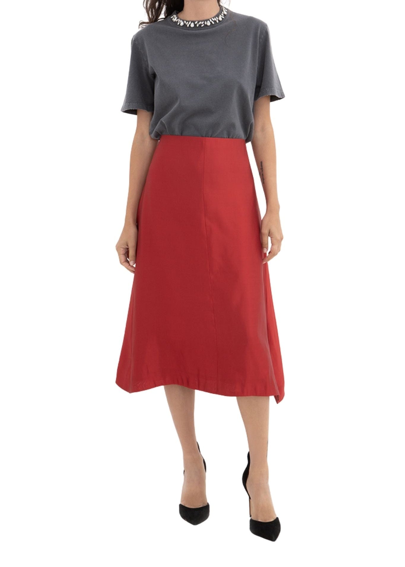 Khaite Nania Skirt - Vermillion