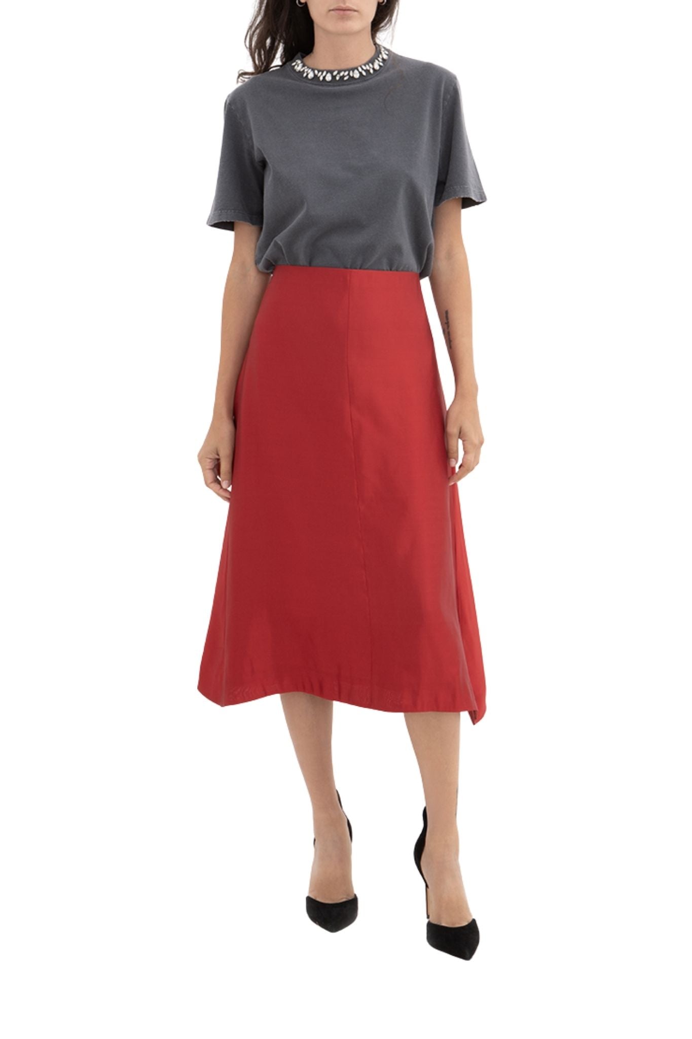 Khaite Nania Skirt - Vermillion