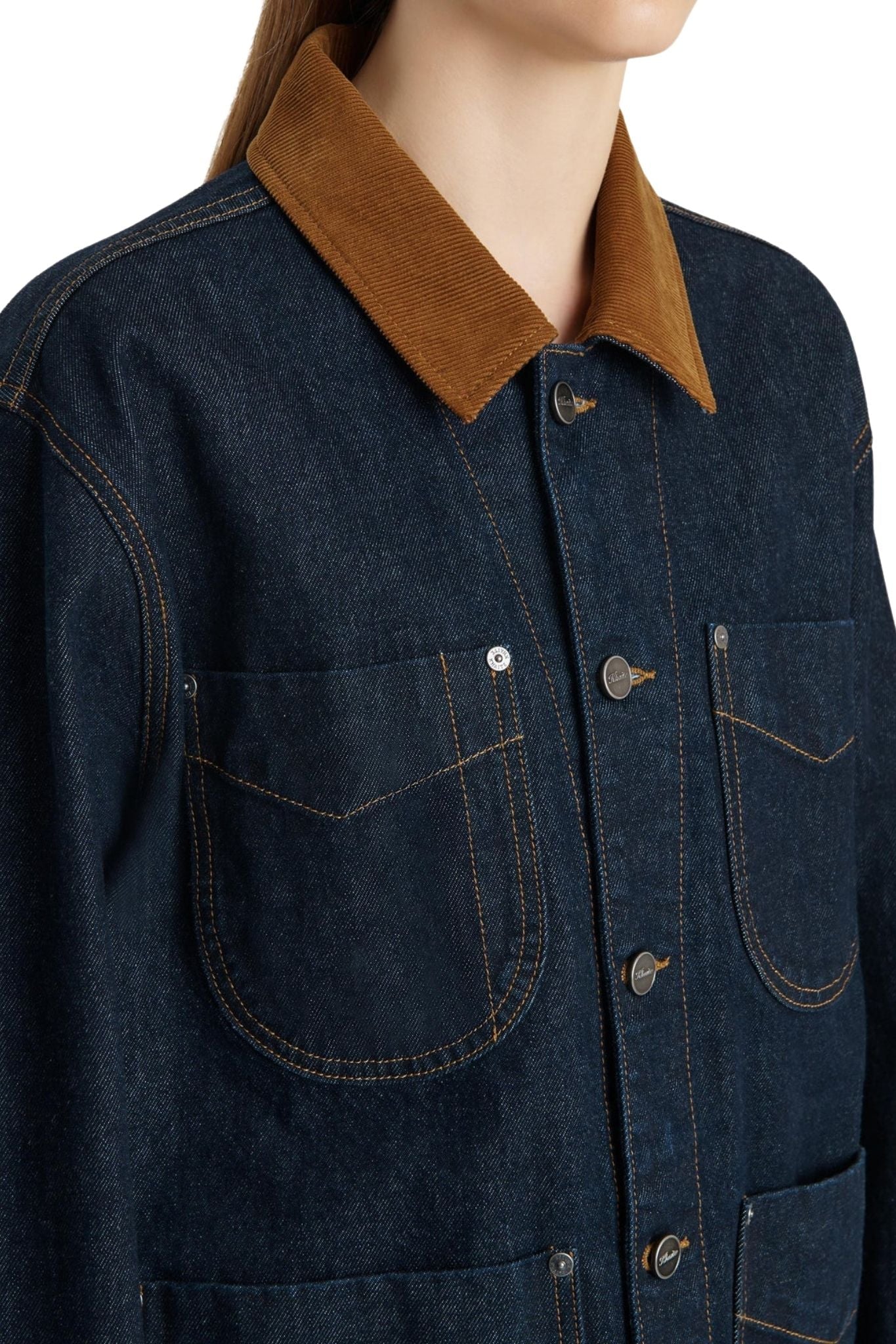 Khaite Wyatt Jacket with Corduroy Collar - Vermillion