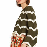 La Double J Chevron Crop Sweater - Vermillion