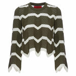 La Double J Chevron Crop Sweater - Vermillion