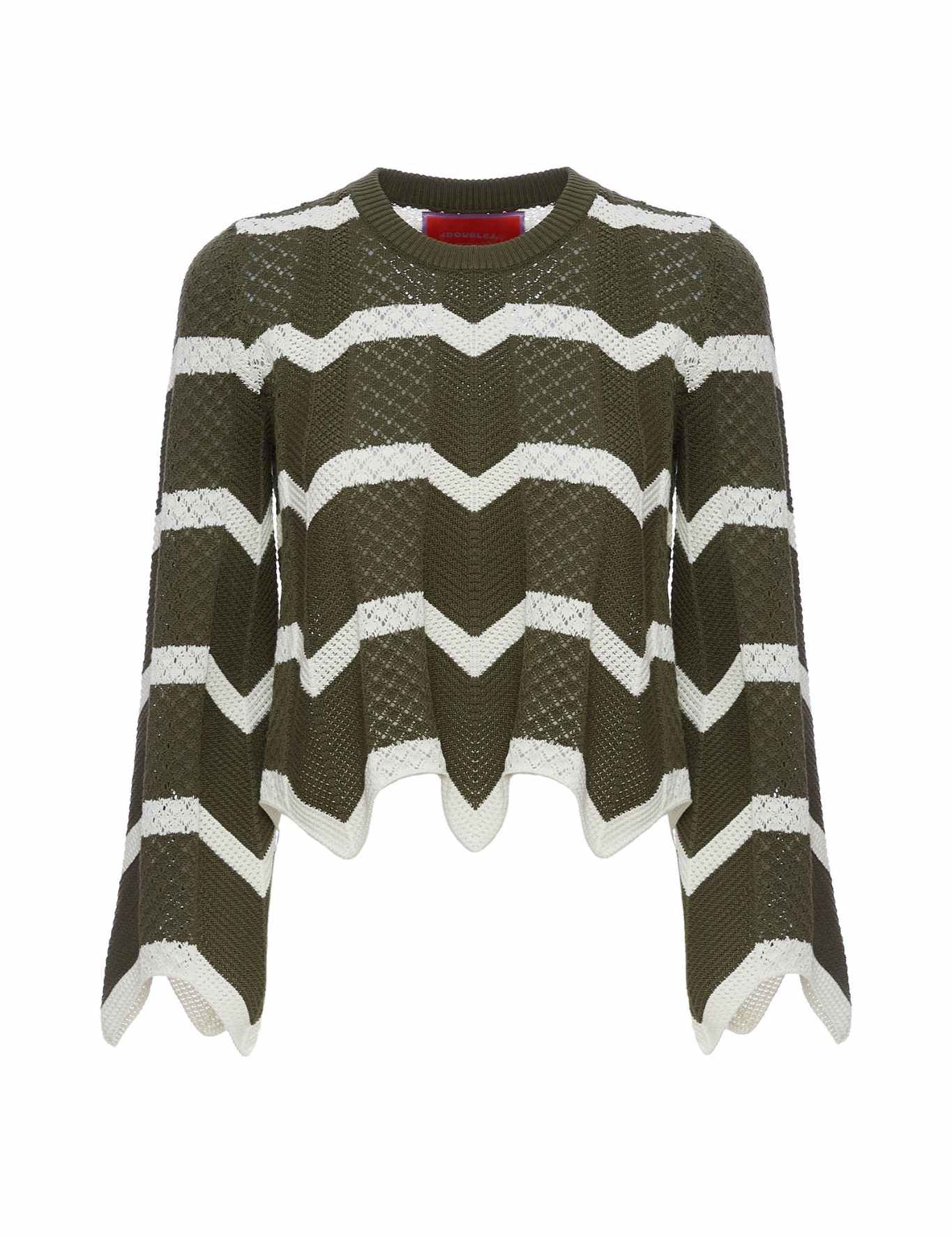 La Double J Chevron Crop Sweater - Vermillion