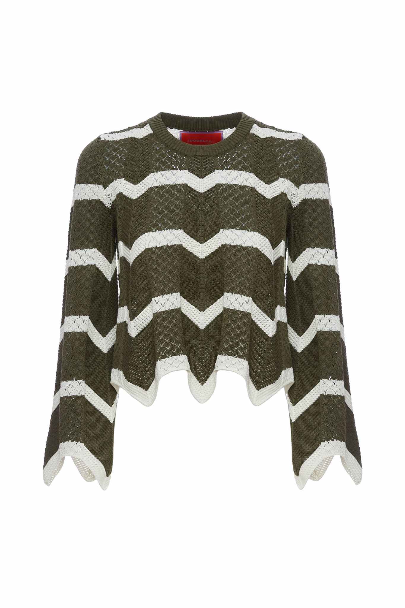 La Double J Chevron Crop Sweater - Vermillion