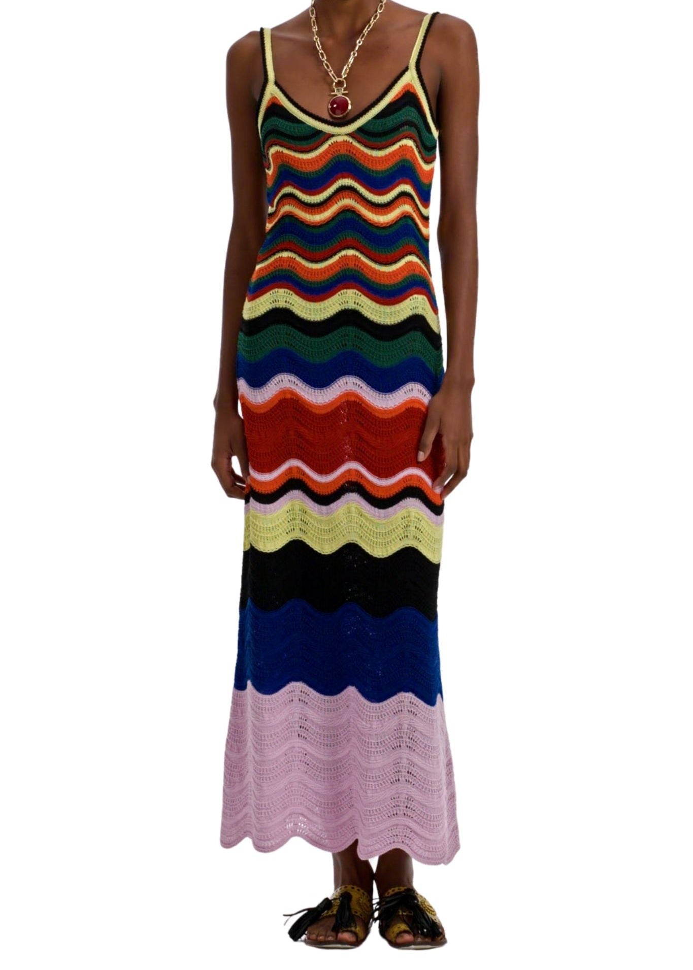 La Double J Chevron Sundress - Vermillion