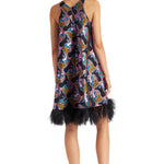 La Double J La Fenice Mini Dress with Feathers - Vermillion