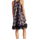 La Double J La Fenice Mini Dress with Feathers - Vermillion