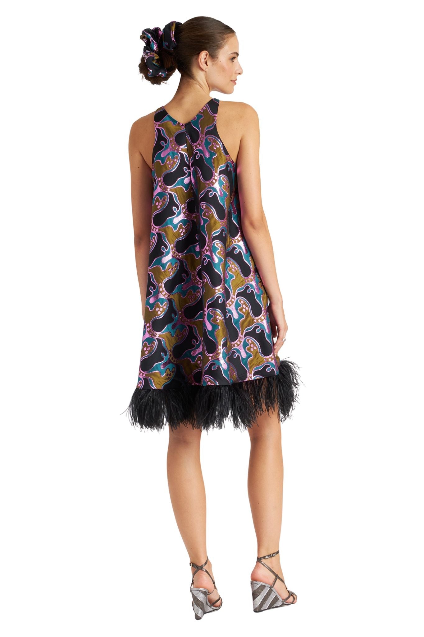 La Double J La Fenice Mini Dress with Feathers - Vermillion