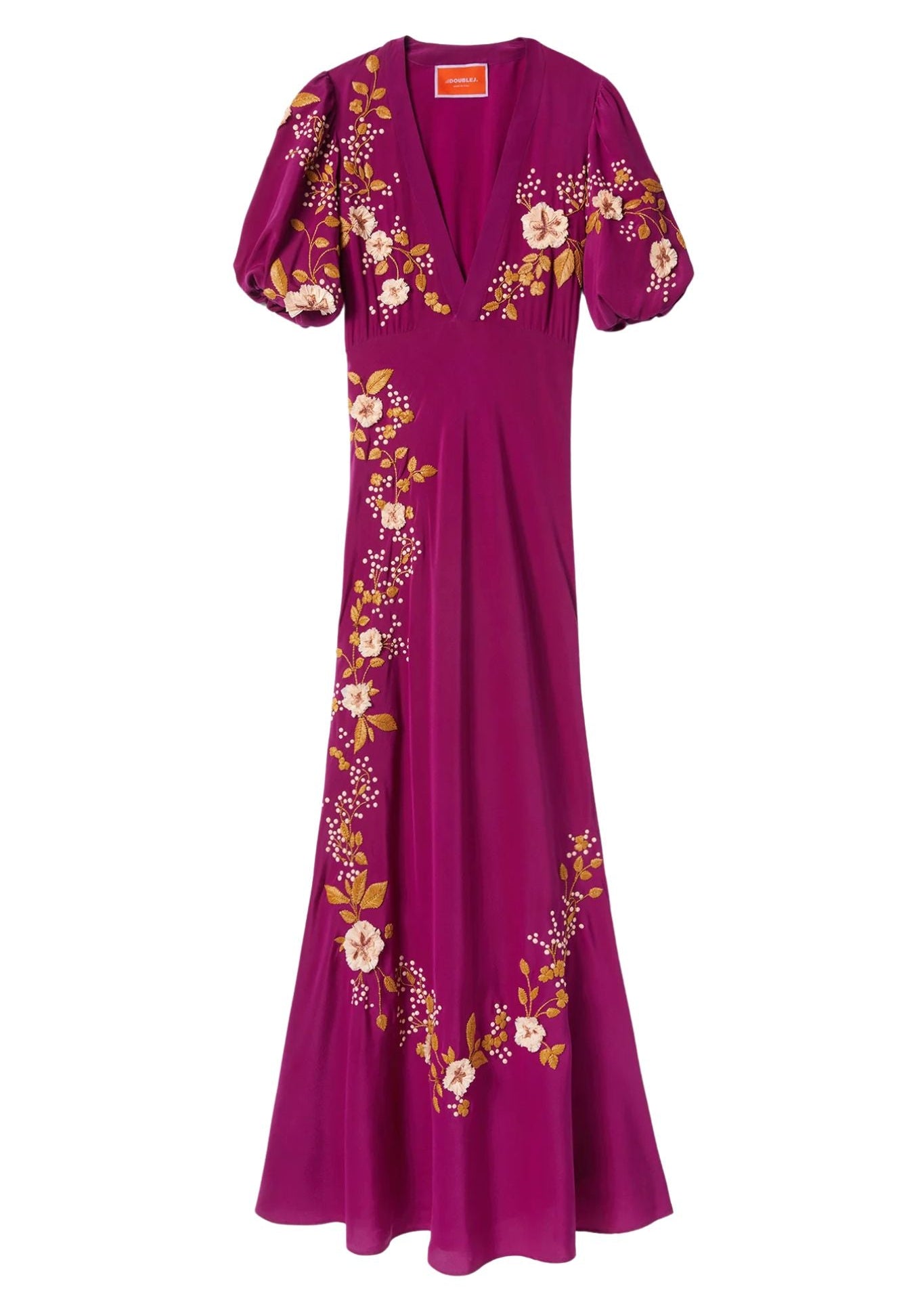 La Double J Marlene Dress Embroidered - Vermillion
