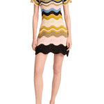 La DoubleJ Chevron Mini Dress - Vermillion