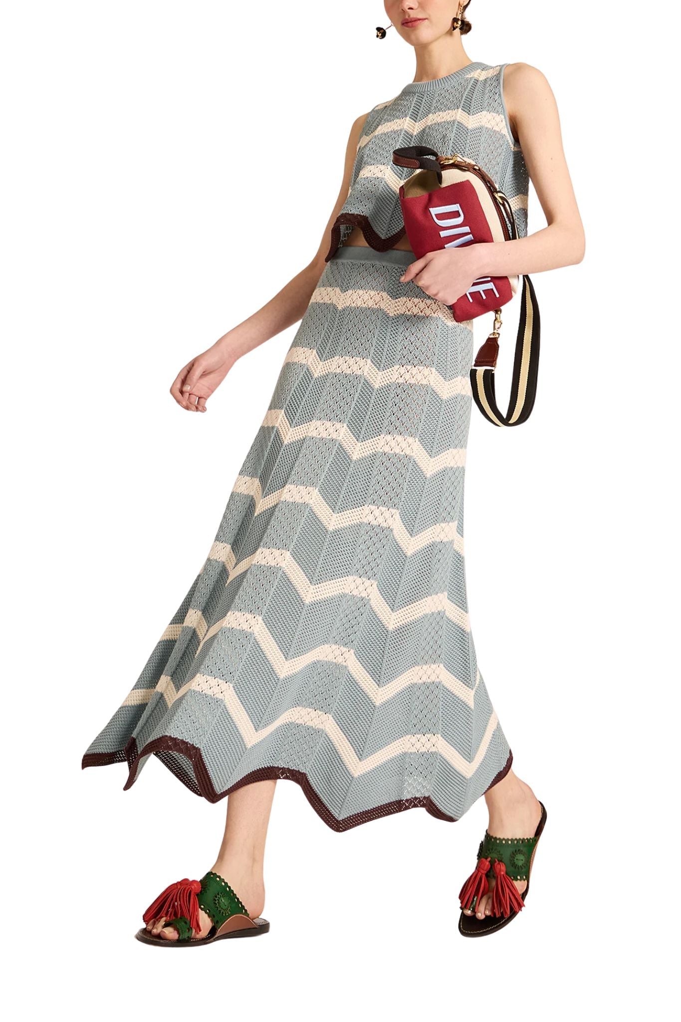 La DoubleJ Chevron Skirt - Vermillion