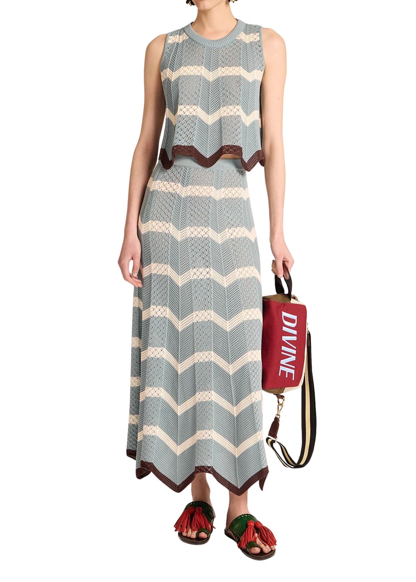 La DoubleJ Chevron Skirt - Vermillion