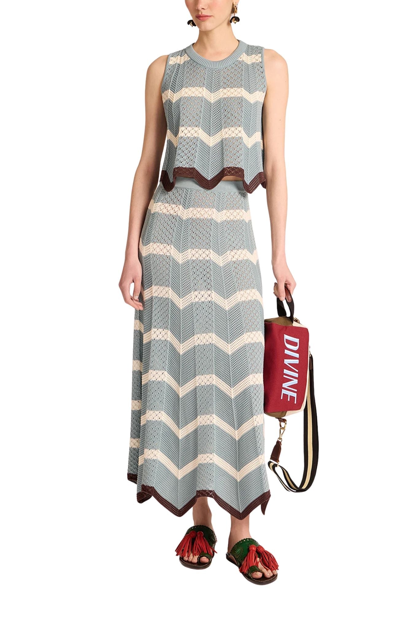 La DoubleJ Chevron Skirt - Vermillion