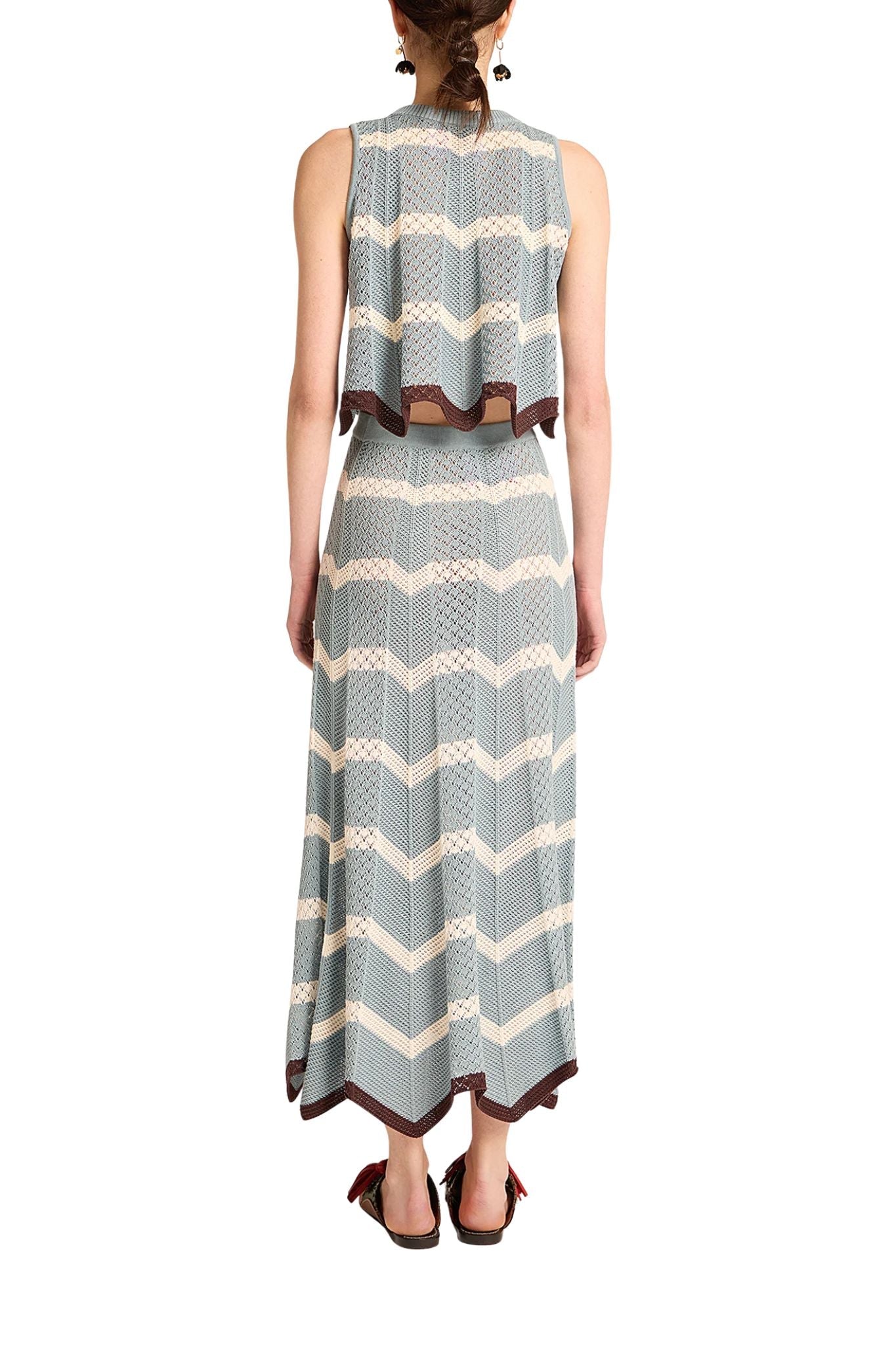 La DoubleJ Chevron Skirt - Vermillion