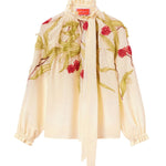 La DoubleJ Embroidered Cerere Blouse - Vermillion