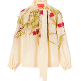 La DoubleJ Embroidered Cerere Blouse - Vermillion