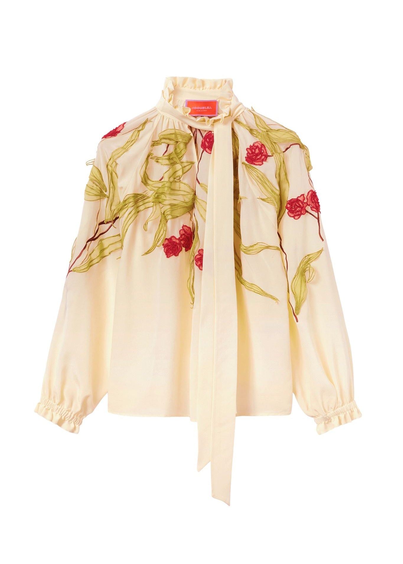 La DoubleJ Embroidered Cerere Blouse - Vermillion