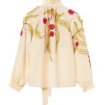 La DoubleJ Embroidered Cerere Blouse - Vermillion
