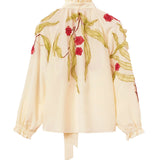 La DoubleJ Embroidered Cerere Blouse - Vermillion